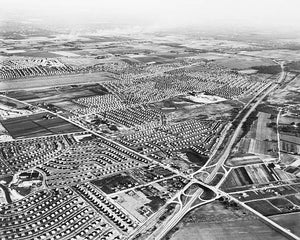 OLD LARGE PHOTO, aerial view of Long Island New York Levittown c1950