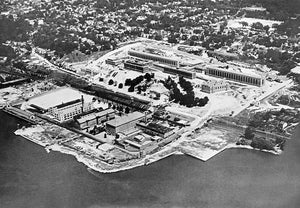 OLD LARGE PHOTO, aerial view of Sing Sing prison in Ossining New York c1950