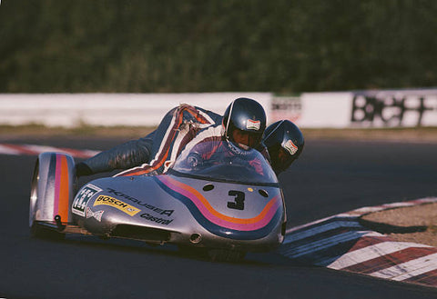 OLD LARGE MOTORCYCLE PHOTO, Werner Schwarzel & his Aro Fath, GER sidecar GP 1978