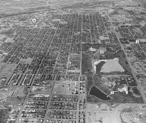 OLD LARGE PHOTO, aerial view of town Grand Junction Colorado 1960