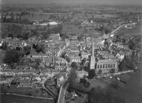 OLD LARGE PHOTO, aerial view of Tetbury Cotswolds Gloucestershire England 1950