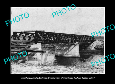 OLD LARGE HISTORIC PHOTO NOARLUNGA SOUTH AUSTRALIA, BUILDING RAILWAY BRIDGE 1914