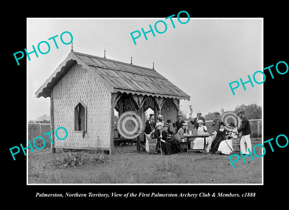 OLD LARGE HISTORIC PHOTO PALMERSTON DARWIN NORTHERN TERRITORY ARCHERY CLUB c1888