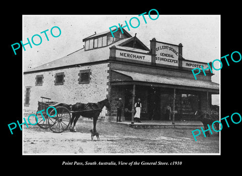 OLD LARGE HISTORIC PHOTO POINT PASS SOUTH AUSTRALIA, THE GENERAL STORE c1910