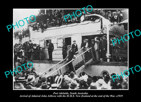 OLD LARGE HISTORIC PHOTO PORT ADELAIDE SOUTH AUSTRALIA, ADMIRAL JELLICOE c1919