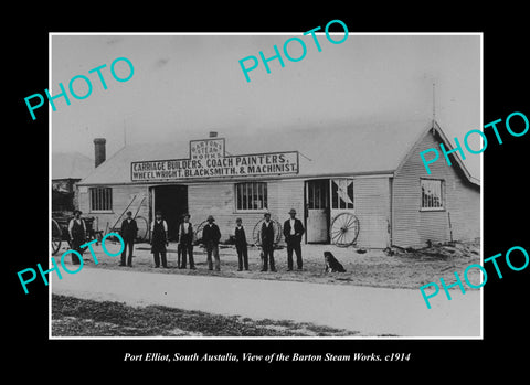 OLD LARGE HISTORIC PHOTO PORT ELLIOT SOUTH AUSTRALIA THE BARTON COACH WORKS 1914