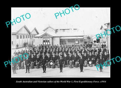 OLD LARGE HISTORIC PHOTO THE SOUTH AUSTRALIA & VICTORIA NAVY SAILORS WWI c1914