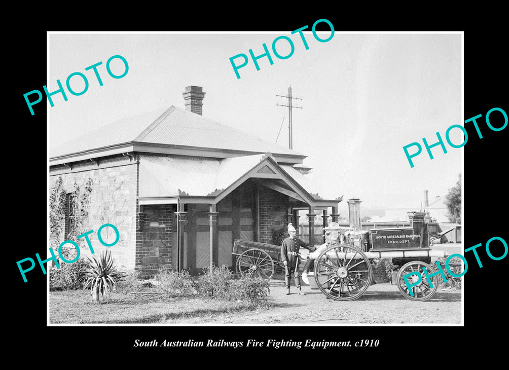 OLD LARGE HISTORIC PHOTO THE SAR SOUTH AUSTRALIAN RAILWAY FIRE TRUCK c1910