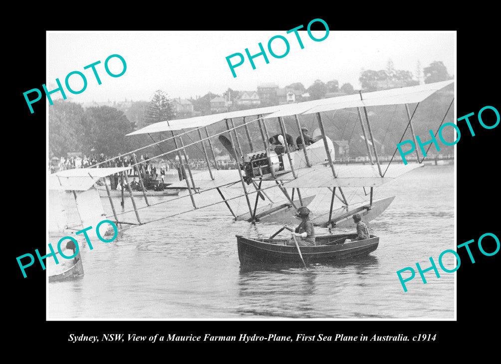 OLD LARGE HISTORIC PHOTO SYDNEY NSW, THE 1st SEA PLANE IN AUSTRALIA c1914