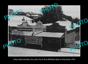 OLD LARGE HISTORIC PHOTO UNLEY SOUTH AUSTRALIA, THE TOWN HALLHAM SHOP c1914