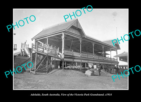 OLD LARGE HISTORIC PHOTO ADELAIDE SOUTH AUSTRALIA, VICTORIA PARK GRANDSTAND 1914