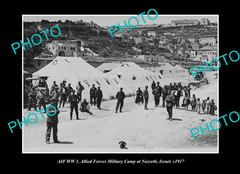 OLD LARGE HISTORIC PHOTO AUSTRALIAN MILITARY WWI, AIF CAMP NAZARETH ISRAEL c1917