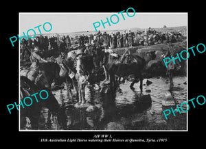 OLD LARGE HISTORIC PHOTO AUSTRALIAN MILITARY WWI LIGHT HORSE WATERING SYRIA 1915