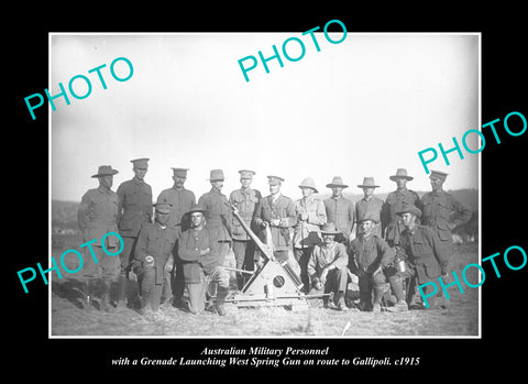 OLD LARGE HISTORIC PHOTO AUSTRALIAN MILITARY TROOPS WITH GRENADE LAUNCHER c1915