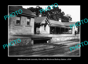 OLD LARGE HISTORIC PHOTO BLACKWOOD SOUTH AUSTRALIA, THE RAILWAY STATION c1910