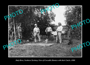 OLD LARGE HISTORIC PHOTO DALY RIVER NORTHERN TERRITORY, CROCODILE HUNTERS c1880