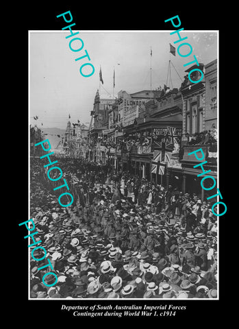 OLD LARGE HISTORIC PHOTO AUSTRALIAN MILITARY WWI, THE SA TROOPS LEAVING c1914