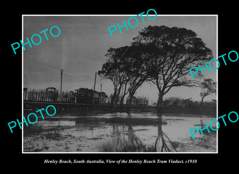 OLD LARGE HISTORIC PHOTO HENLEY BEACH SOUTH AUSTRALIA, THE TRAM VIADUCT c1910