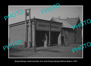 OLD LARGE HISTORIC PHOTO HERGOTT SPRINGS SOUTH AUSTRALIA, RAILWAY STATION c1910