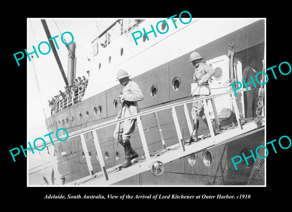 OLD HISTORIC PHOTO ADELAIDE SOUTH AUSTRALIA LORD KITCHENER AT OUTER HARBOUR 1910