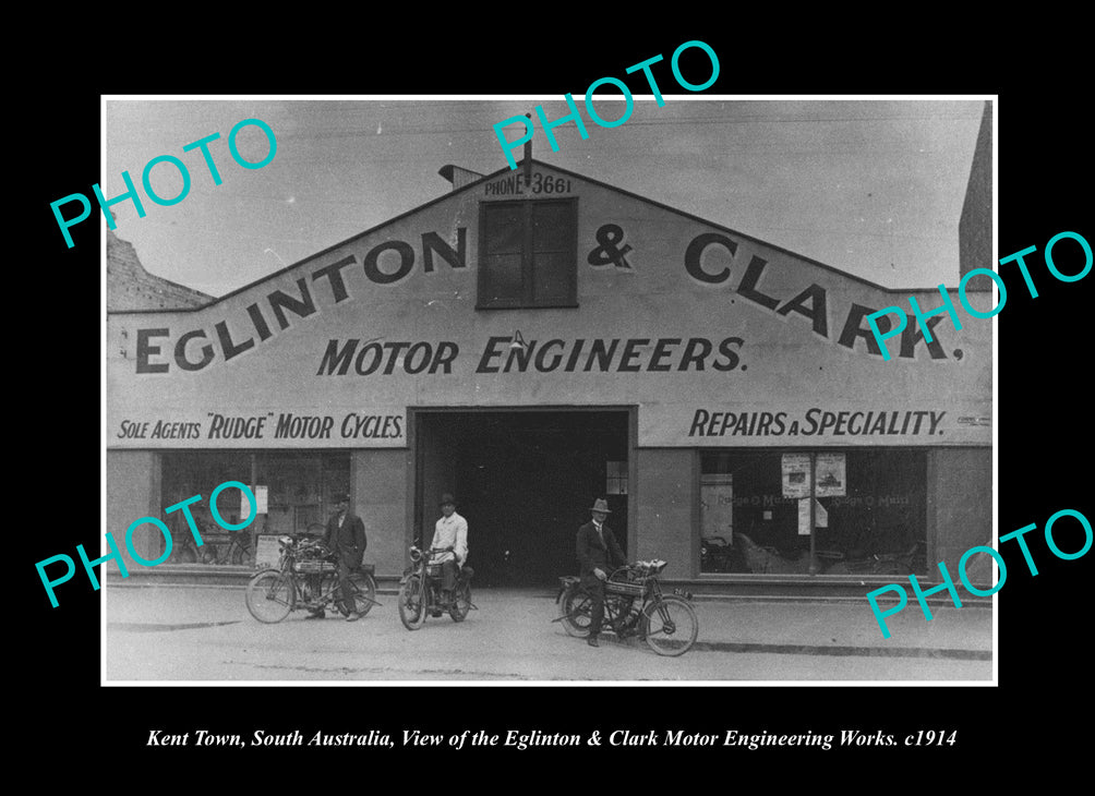 OLD LARGE HISTORIC PHOTO KENT TOWN SOUTH AUSTRALIA, RUDGE MOTORCYCLE WORKS 1914