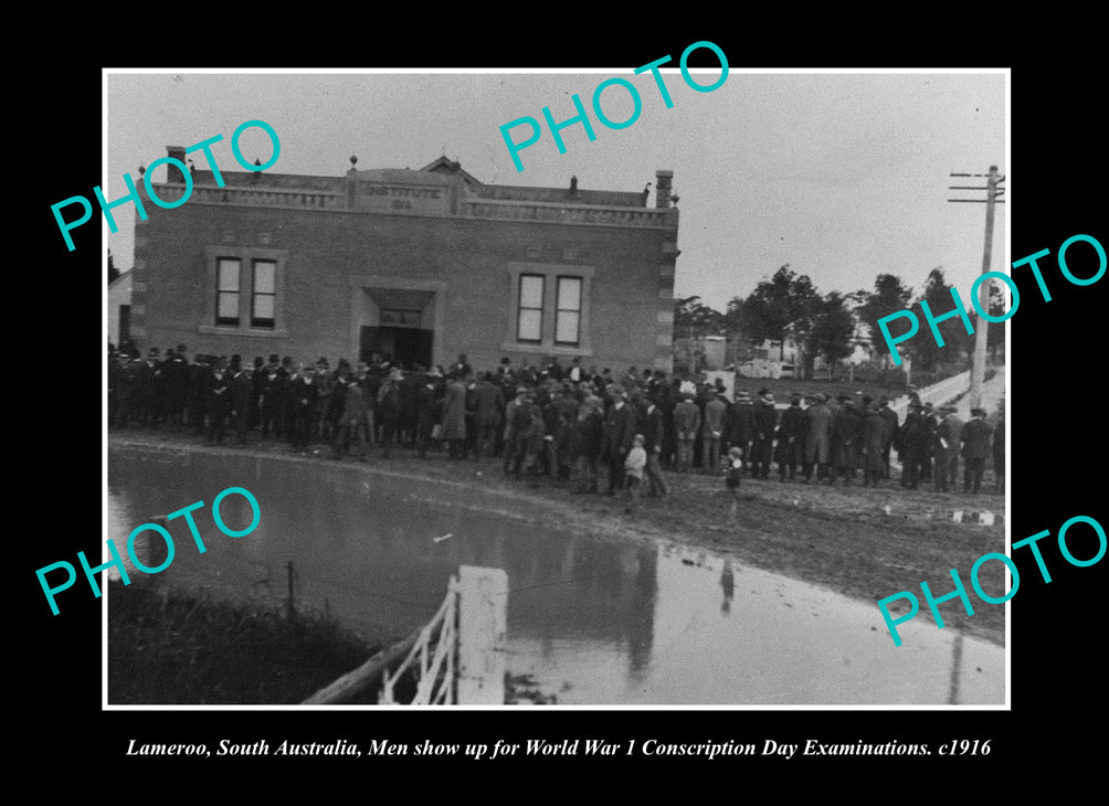 OLD LARGE HISTORIC PHOTO LAMEROO SOUTH AUSTRALIA, THE WWI CONSCRIPTION DAY 1916