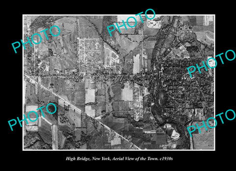 OLD LARGE HISTORIC PHOTO HIGH BRIDGE NEW YORK, AERIAL VIEW OF THE TOWN c1930