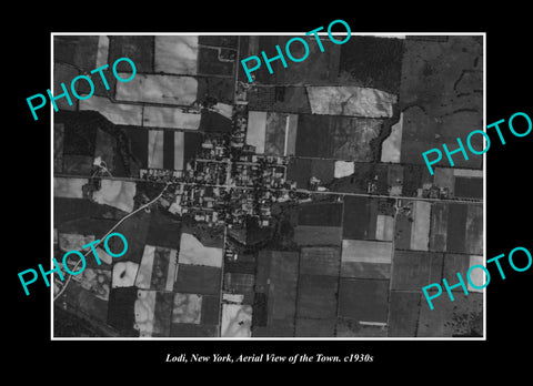 OLD LARGE HISTORIC PHOTO LODI NEW YORK, AERIAL VIEW OF THE TOWN c1930