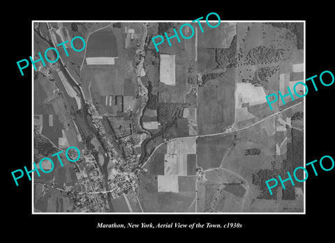 OLD LARGE HISTORIC PHOTO MARATHON NEW YORK, AERIAL VIEW OF THE TOWN c1930