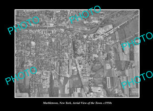 OLD LARGE HISTORIC PHOTO MARBLETOWN NEW YORK, AERIAL VIEW OF THE TOWN c1950