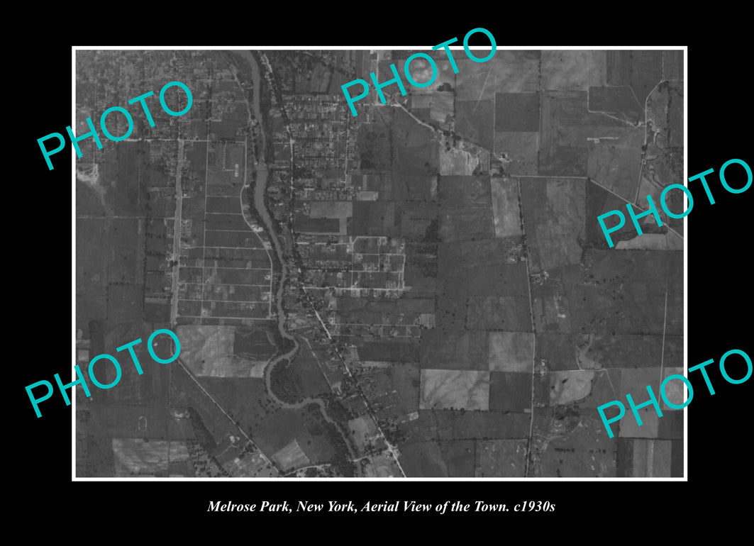 OLD LARGE HISTORIC PHOTO MELROSE PARK NEW YORK, AERIAL VIEW OF THE TOWN c1930