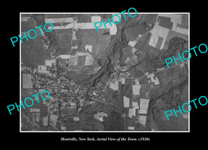 OLD LARGE HISTORIC PHOTO MONTVILLE NEW YORK, AERIAL VIEW OF THE TOWN c1930