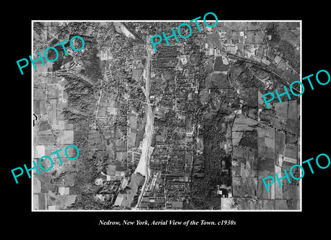 OLD LARGE HISTORIC PHOTO NEDROW NEW YORK, AERIAL VIEW OF THE TOWN c1930