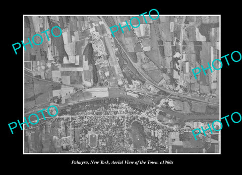 OLD LARGE HISTORIC PHOTO PALMYRA NEW YORK, AERIAL VIEW OF THE TOWN c1960