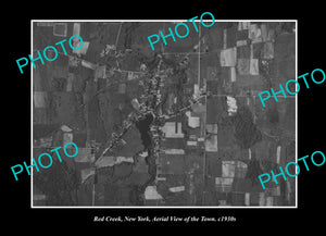 OLD LARGE HISTORIC PHOTO RED CREEK NEW YORK, AERIAL VIEW OF THE TOWN c1930