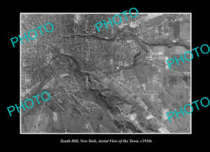 OLD LARGE HISTORIC PHOTO SOUTH HILL NEW YORK, AERIAL VIEW OF THE TOWN c1930