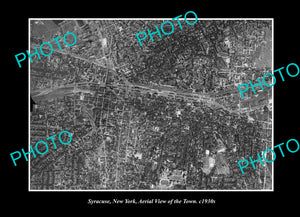 OLD LARGE HISTORIC PHOTO SYRACUSE NEW YORK, AERIAL VIEW OF THE TOWN c1930