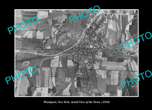 OLD LARGE HISTORIC PHOTO WEEDSPORT NEW YORK, AERIAL VIEW OF THE TOWN c1930