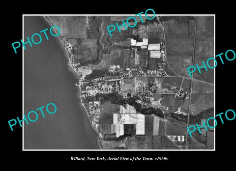 OLD LARGE HISTORIC PHOTO WILLARD NEW YORK, AERIAL VIEW OF THE TOWN c1960