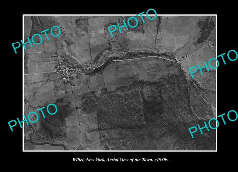 OLD LARGE HISTORIC PHOTO WILLET NEW YORK, AERIAL VIEW OF THE TOWN c1930