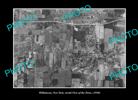 OLD LARGE HISTORIC PHOTO WILLIAMSON NEW YORK, AERIAL VIEW OF THE TOWN c1950