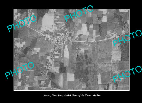 OLD LARGE HISTORIC PHOTO ALTON NEW YORK, AERIAL VIEW OF THE TOWN c1930