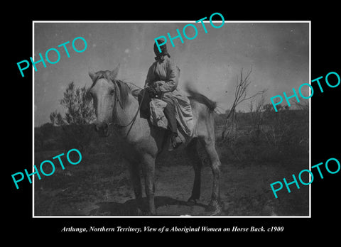 OLD LARGE HISTORIC PHOTO ARTLUNGA NORTHERN TERRITORY, ABORIGINAL ON HORSE c1900