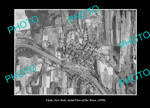 OLD LARGE HISTORIC PHOTO CLYDE NEW YORK, AERIAL VIEW OF THE TOWN c1930 1