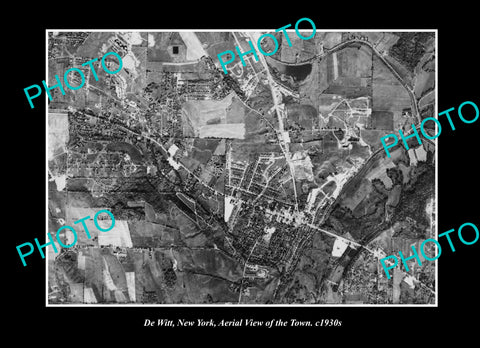 OLD LARGE HISTORIC PHOTO DE WITT NEW YORK, AERIAL VIEW OF THE TOWN c1930