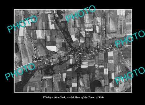 OLD LARGE HISTORIC PHOTO ELBRIDGE NEW YORK, AERIAL VIEW OF THE TOWN c1930