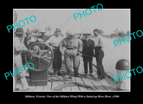 OLD LARGE HISTORIC PHOTO MILDURA VICTORIA, VIEW OF THE RIVER DIVER c1906