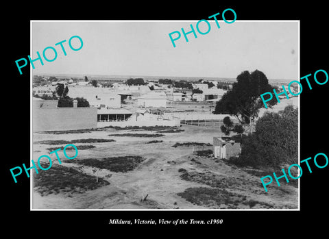 OLD LARGE HISTORIC PHOTO MILDURA VICTORIA, VIEW OF THE TOWN c1900