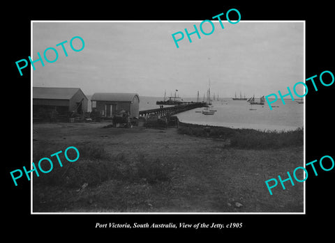 OLD LARGE HISTORIC PHOTO PORT VICTORIA SOUTH AUSTRALIA, THE TOWN JETTY c1905