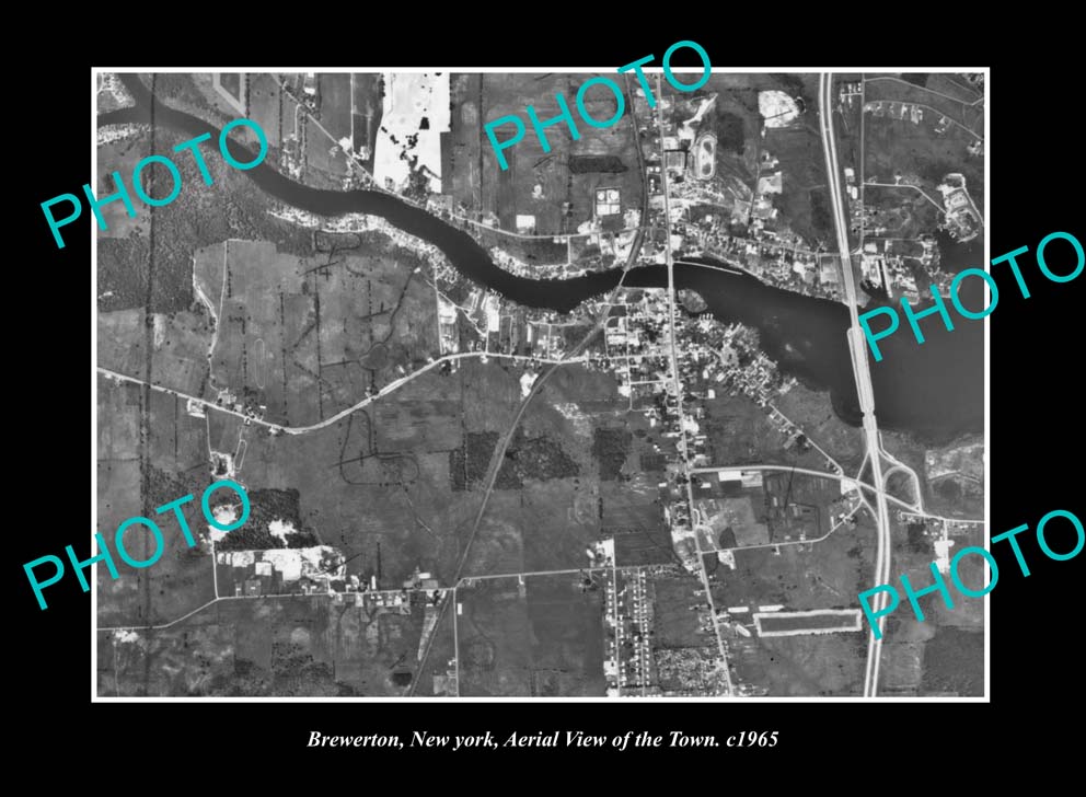 OLD LARGE HISTORIC PHOTO BREWERTON NEW YORK, AERIAL VIEW OF DISTRICT c1965 1